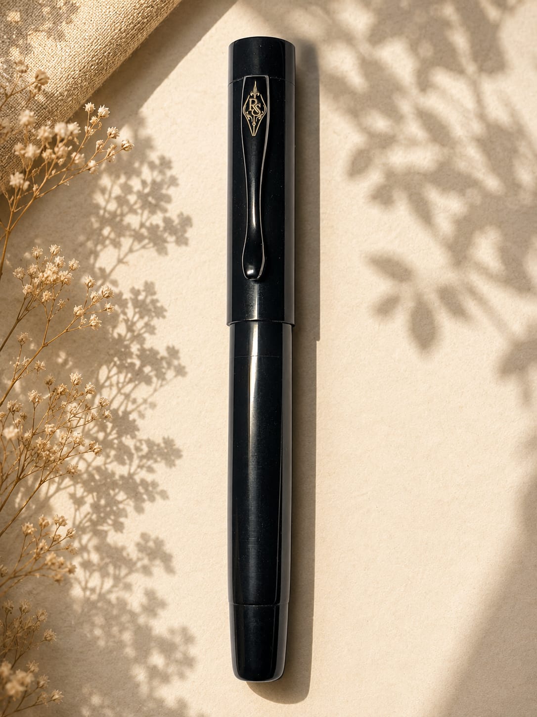 PRAVAH Signature Fountain Pen - Caviar Black handcrafted ebonite fountain pen by RS Writing Instruments